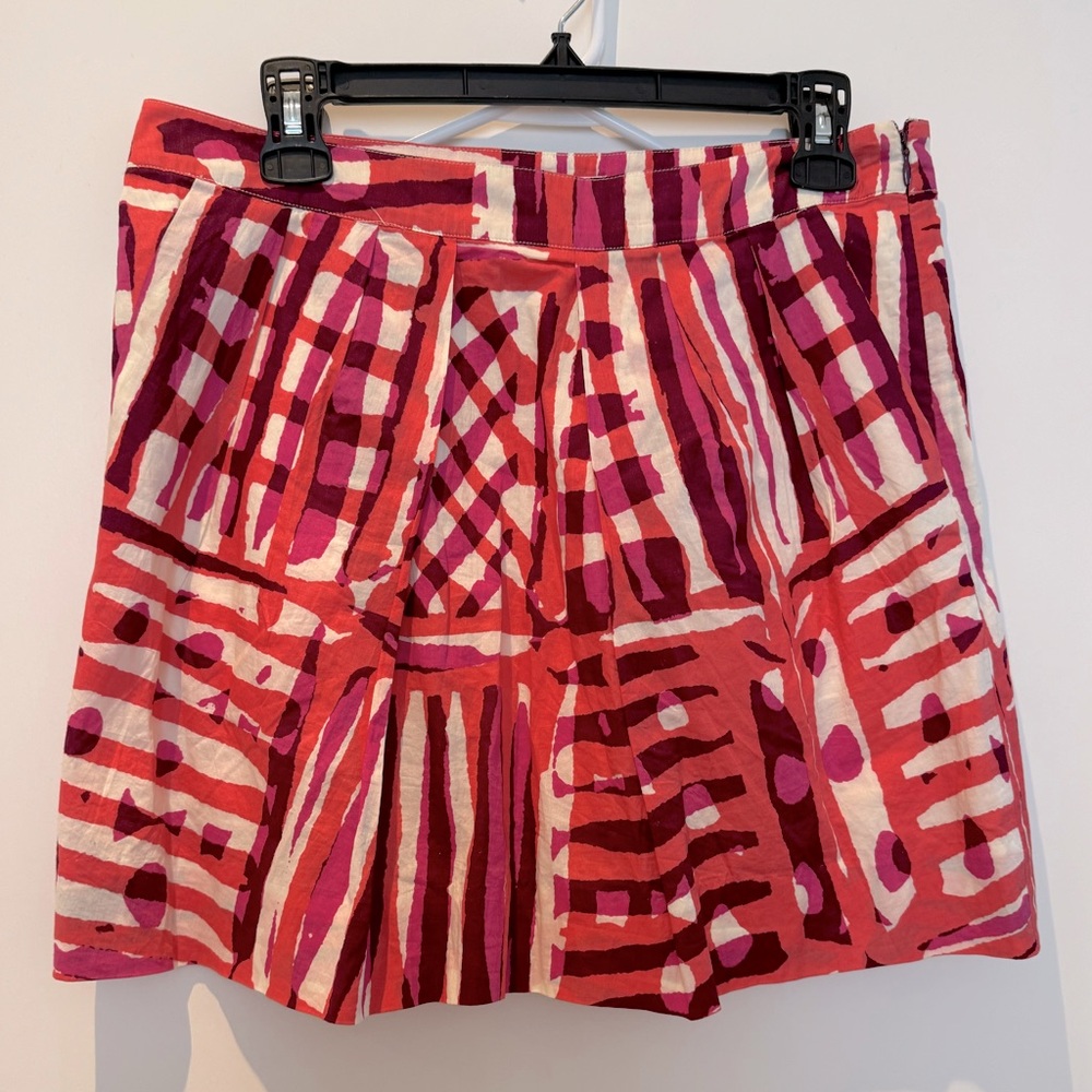 Pink Anthropologie cotton skirt - fun, colorful pattern. Size 4